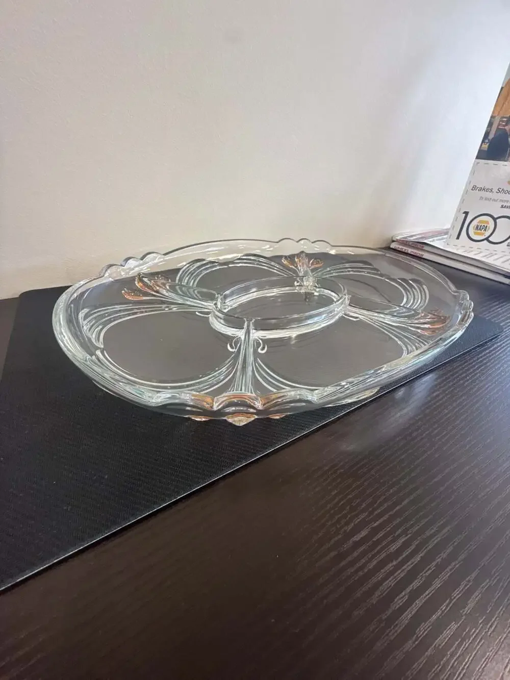 Mikasa Crystal - French Bouquet -‎ OVAL 5 PART DIVIDED PLATTER - Tulips - 14.75”